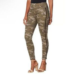 NEW! Skinnygirl Broadway High-Rise Skinny Tuxedo Stripe Camo Jeans - LONG